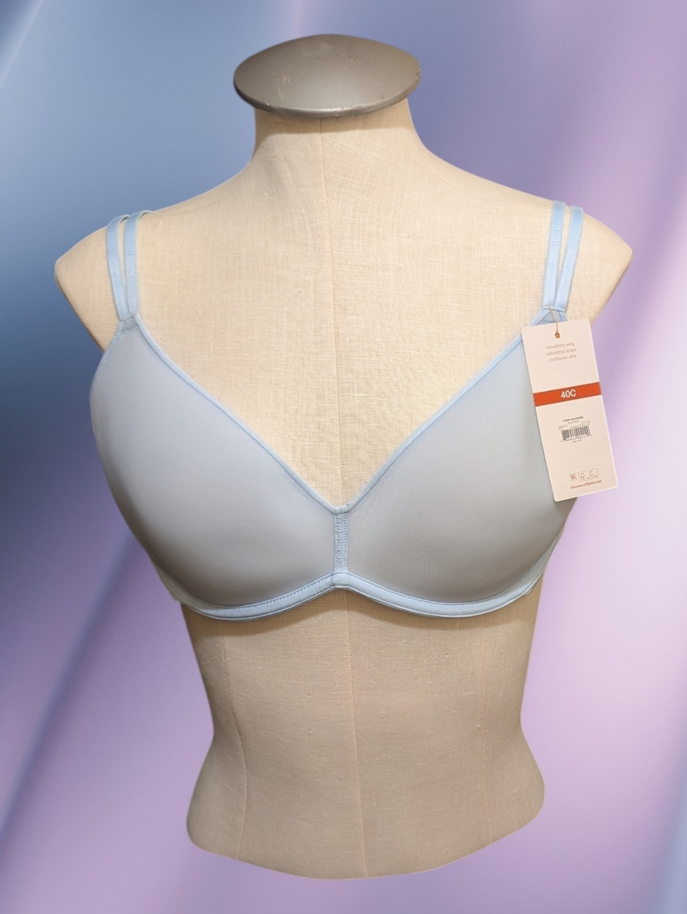 40C New Pale Blue Joyspun Scoop Bra with Spacer Cups New Prettiest Ribbon Straps